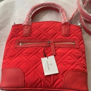 Vera Bradley Day Off Crossbody, bright red with leather